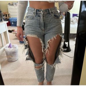 American Eagle Highly Distressed Mom Jean